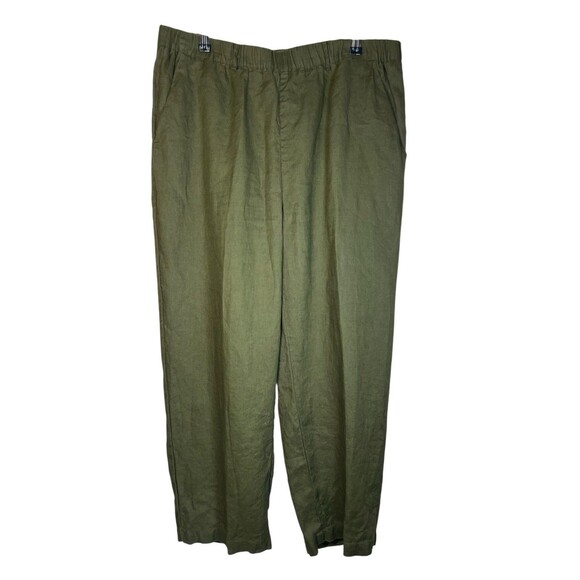 Quince 100% European Linen Pants Martini Olive Size LG Women's Green Wide Leg - Picture 1 of 13